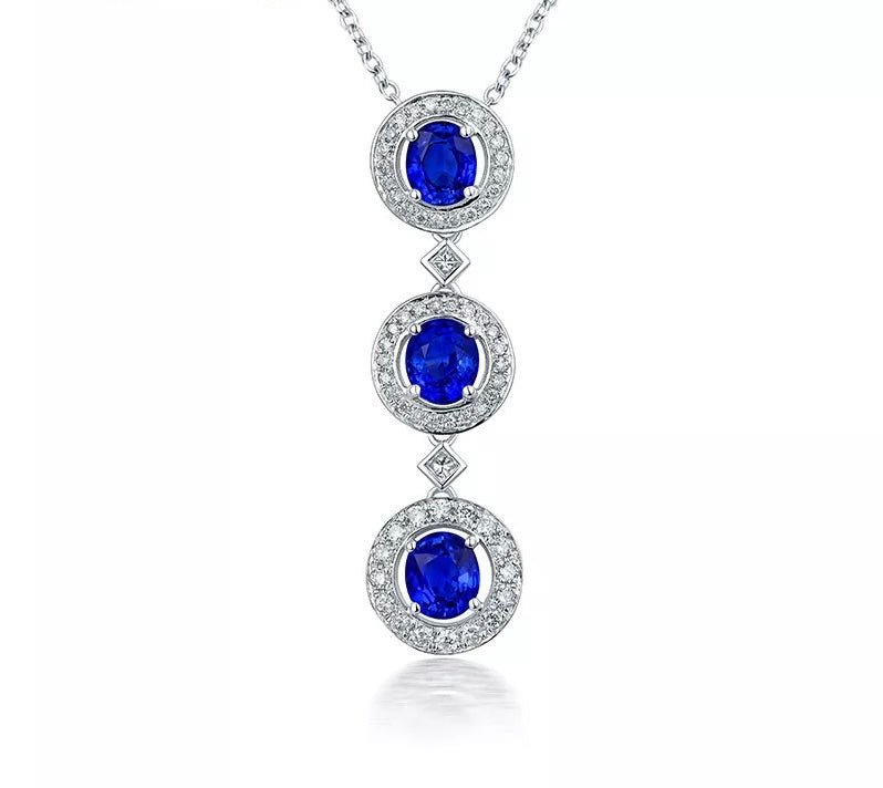 14kt White Gold 2.855ct Blue Sapphire Pendant