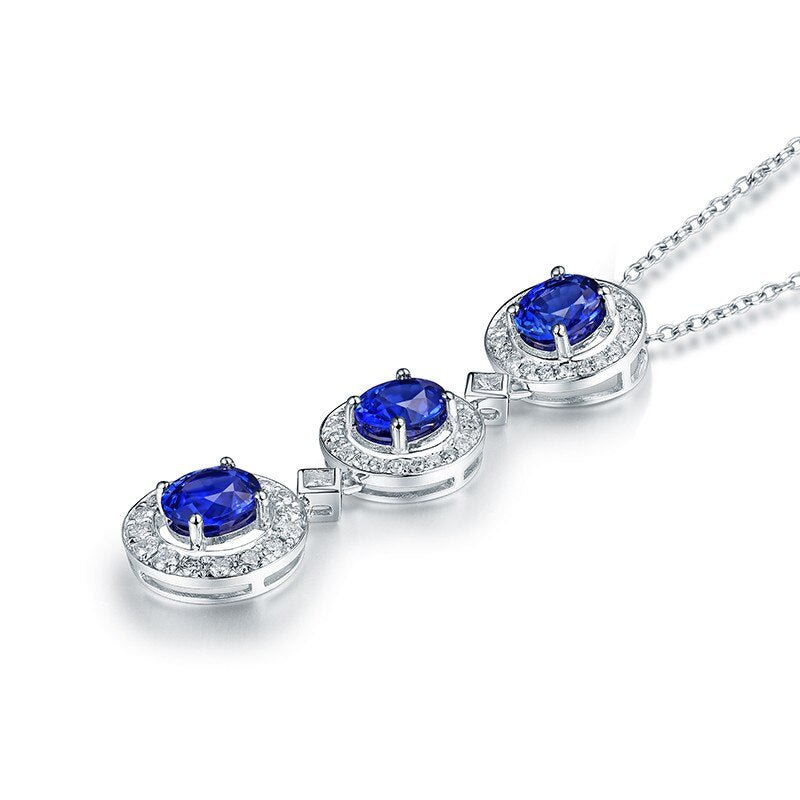 14kt White Gold 2.855ct Blue Sapphire Pendant