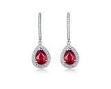 14Kt White Gold 3.20ct Ruby Earrings with Natural Diamonds
