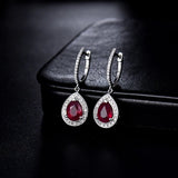 14Kt White Gold 3.20ct Ruby Earrings with Natural Diamonds