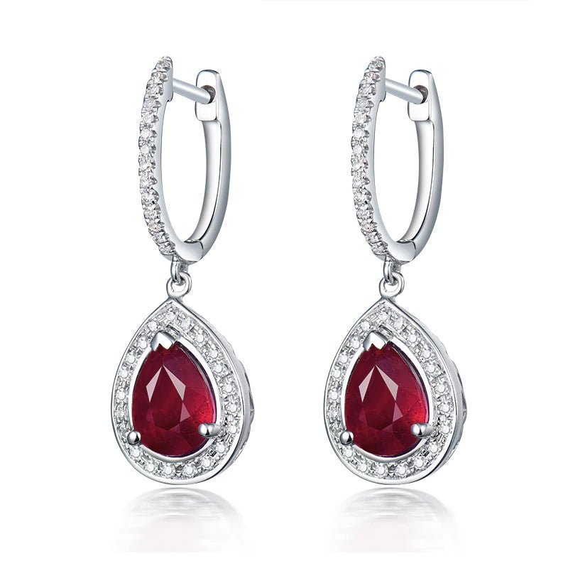 14Kt White Gold 3.20ct Ruby Earrings with Natural Diamonds