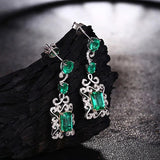 14Kt White Gold 3.68ct Emerald Earrings with Diamonds