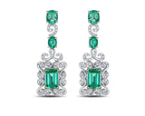 14Kt White Gold 3.68ct Emerald Earrings with Diamonds