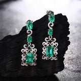 14Kt White Gold 3.68ct Emerald Earrings with Diamonds