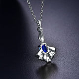 14kt White Gold Diamond 0.17 ct Blue Sapphire Pendant