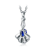 14kt White Gold Diamond 0.17 ct Blue Sapphire Pendant