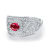 14Kt White Gold Diamond 0.48 ct Ruby Ring