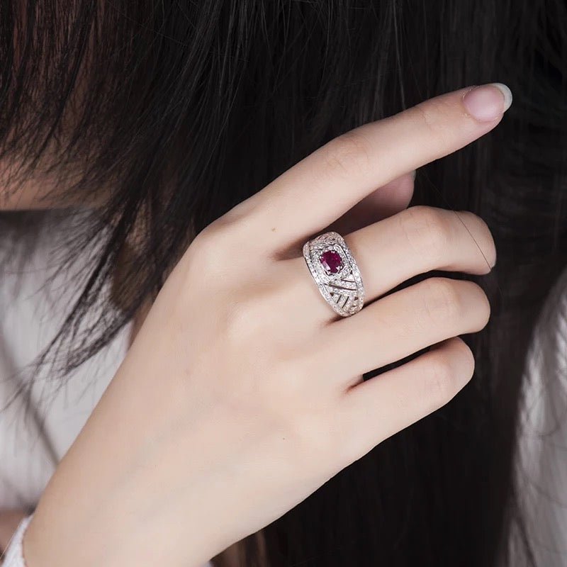 14Kt White Gold Diamond 0.48 ct Ruby Ring