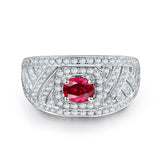 14Kt White Gold Diamond 0.48 ct Ruby Ring