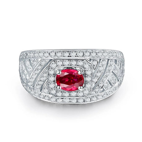 14Kt White Gold Diamond 0.48 ct Ruby Ring