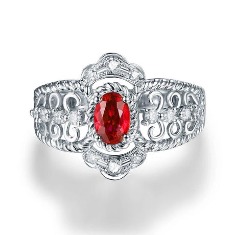 14Kt White Gold Diamond 0.50 ct Ruby Ring