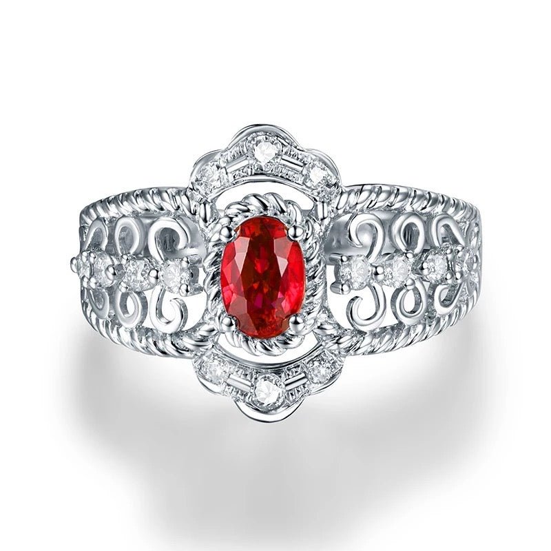 14Kt White Gold Diamond 0.50 ct Ruby Ring