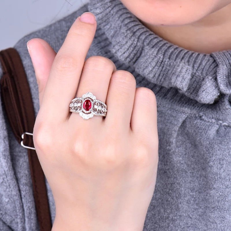 14Kt White Gold Diamond 0.50 ct Ruby Ring