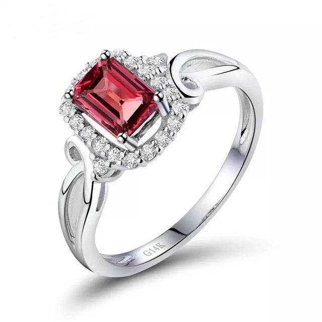 14kt White Gold Diamond & 0.83ct Pink Tourmaline Ring