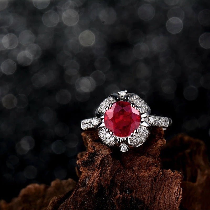 14Kt White Gold Diamond 1.77 ct Ruby Ring