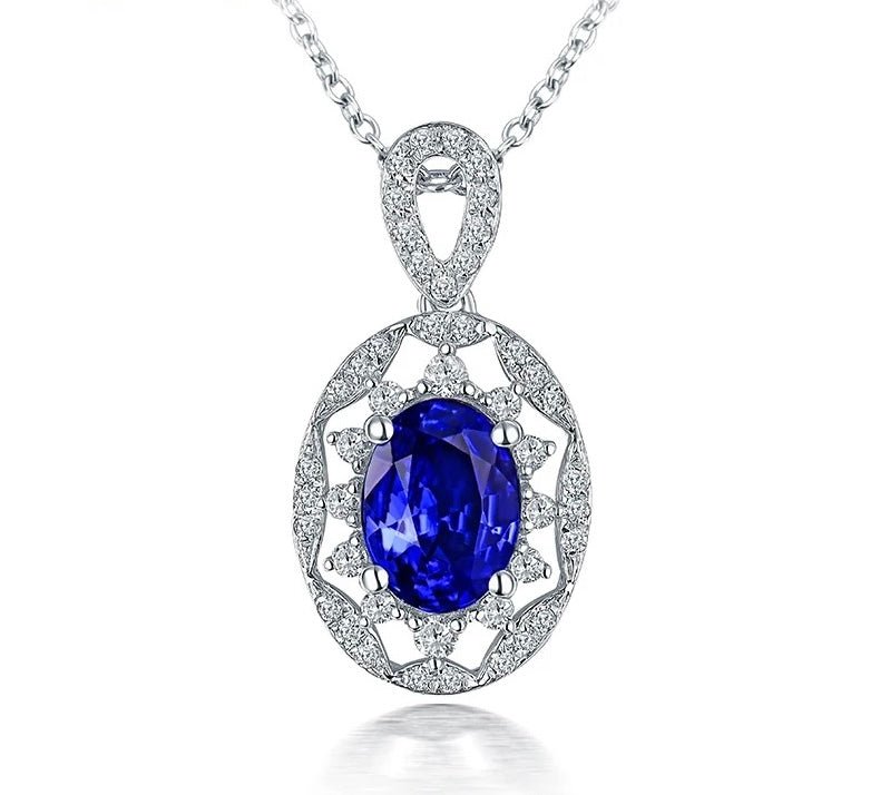 14Kt White Gold Diamond 1.85ct Tanzanite Pendant