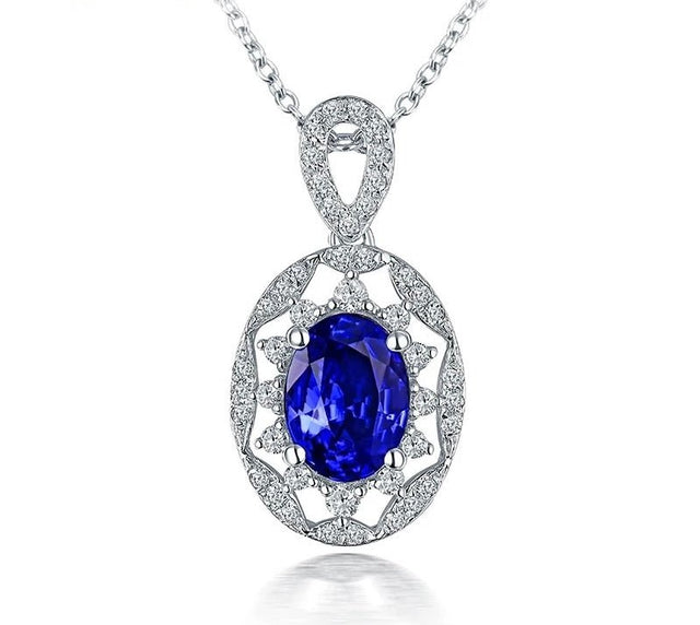 14Kt White Gold Diamond 1.85ct Tanzanite Pendant