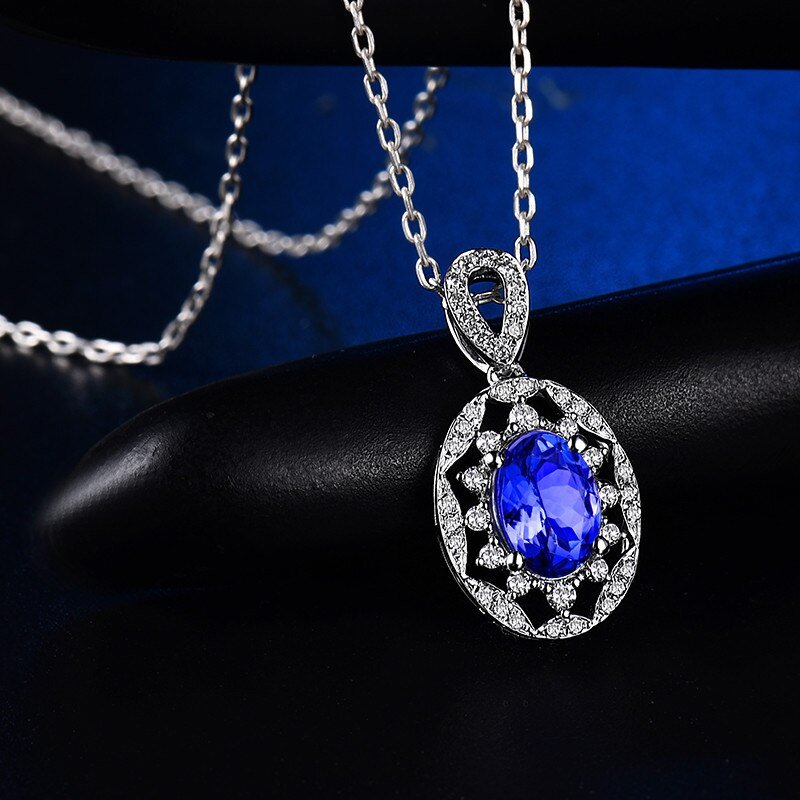 14Kt White Gold Diamond 1.85ct Tanzanite Pendant