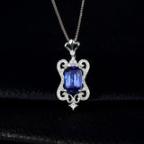 14Kt White Gold Diamond 3.00 ct Tanzanite Pendant