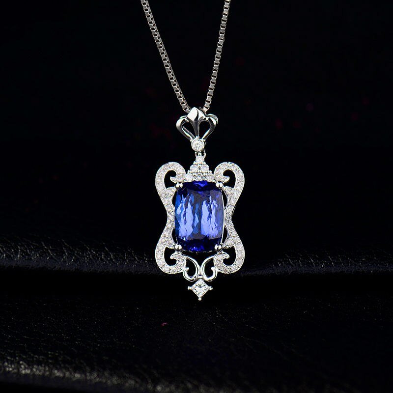14Kt White Gold Diamond 3.00 ct Tanzanite Pendant