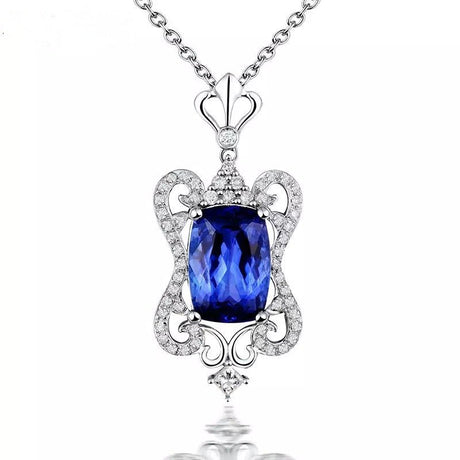 14Kt White Gold Diamond 3.00 ct Tanzanite Pendant
