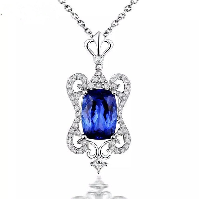 14Kt White Gold Diamond 3.00 ct Tanzanite Pendant