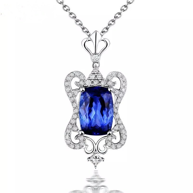 14Kt White Gold Diamond 3.00 ct Tanzanite Pendant