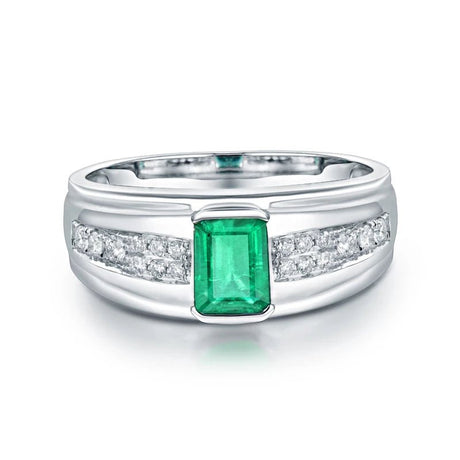 14kt White Gold Natural Diamonds & 0.70ct Emerald Rings