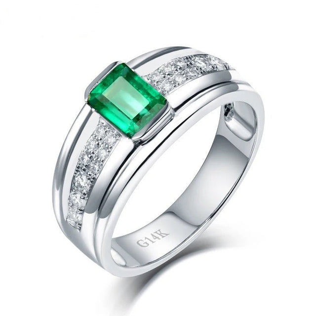 14kt White Gold Natural Diamonds & 0.70ct Emerald Rings