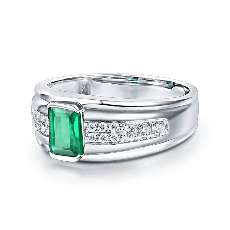 14kt White Gold Natural Diamonds & 0.70ct Emerald Rings