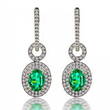 14Kt Yellow Gold 1.57 ct Emerald Earrings with Diamonds