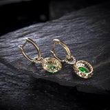 14Kt Yellow Gold 1.57 ct Emerald Earrings with Diamonds