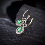 14Kt Yellow Gold 1.57 ct Emerald Earrings with Diamonds
