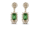 14Kt Yellow Gold 2.66ct Emerald Earrings with Diamonds