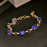 14Kt Yellow Gold 7.82ct Tanzanite Bracelet with Diamonds
