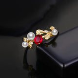 14Kt Yellow Gold Diamond 0.44 ct Ruby Ring