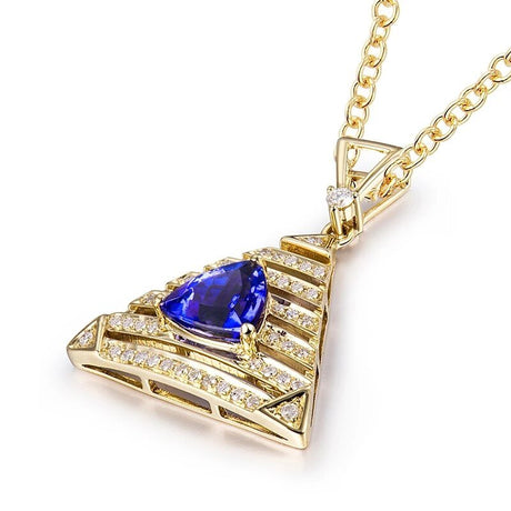14Kt Yellow Gold Diamond 1.32 ct Tanzanite Pendant