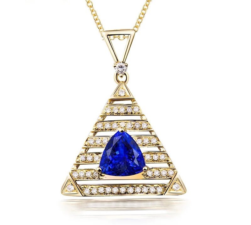 14Kt Yellow Gold Diamond 1.32 ct Tanzanite Pendant