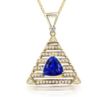 14Kt Yellow Gold Diamond 1.32 ct Tanzanite Pendant