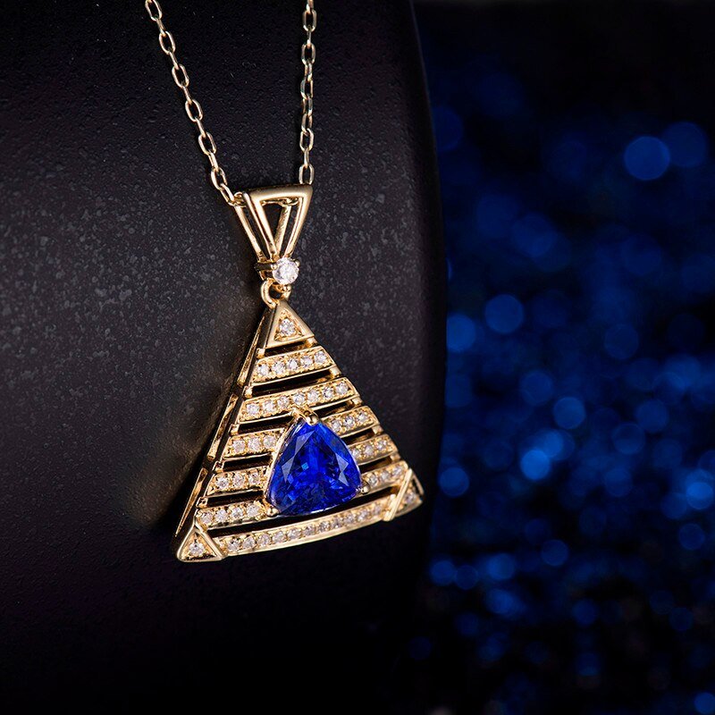 14Kt Yellow Gold Diamond 1.32 ct Tanzanite Pendant