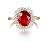 14Kt Yellow Gold Diamond 2.97 ct Ruby Ring