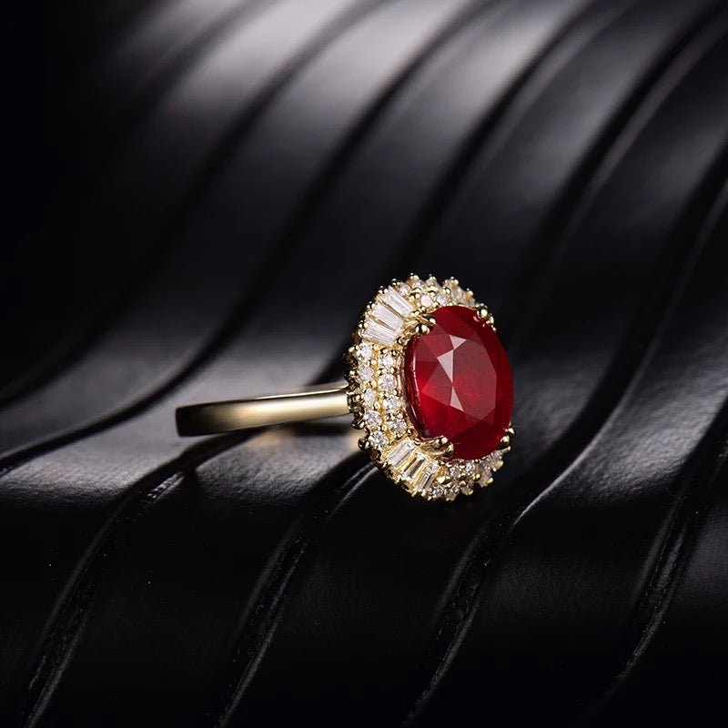 14Kt Yellow Gold Diamond 2.97 ct Ruby Ring