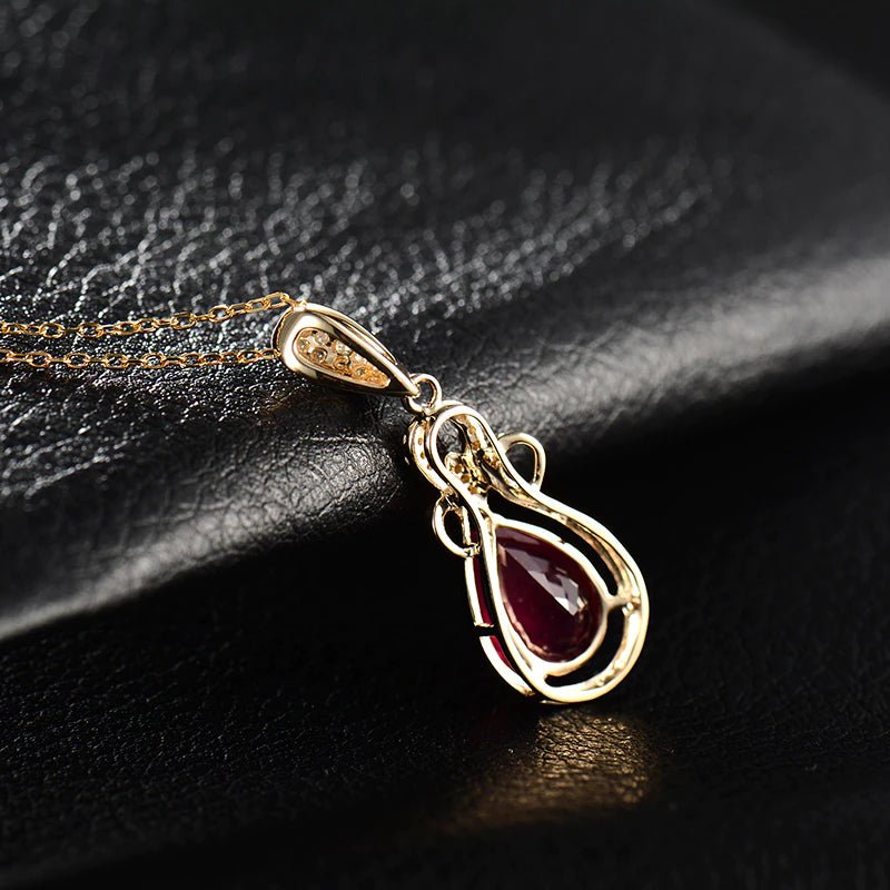 14Kt Yellow Gold Diamonds 0.45ct Ruby Pendant