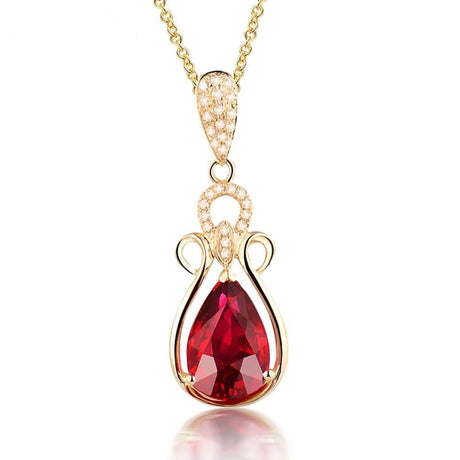 14Kt Yellow Gold Diamonds 0.45ct Ruby Pendant