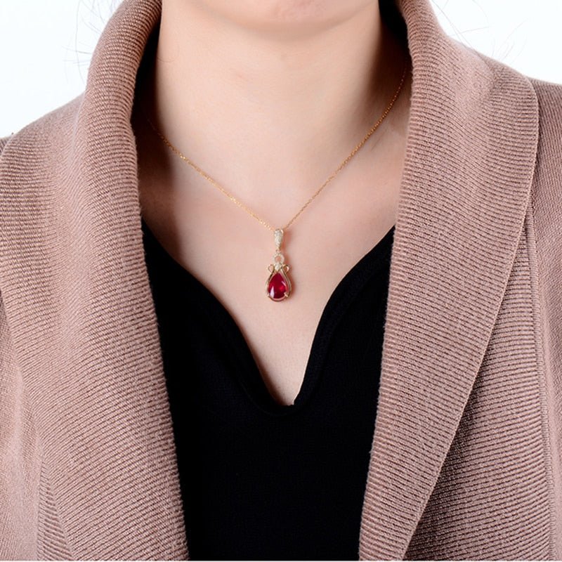 14Kt Yellow Gold Diamonds 0.45ct Ruby Pendant