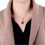 14Kt Yellow Gold Diamonds 0.45ct Ruby Pendant