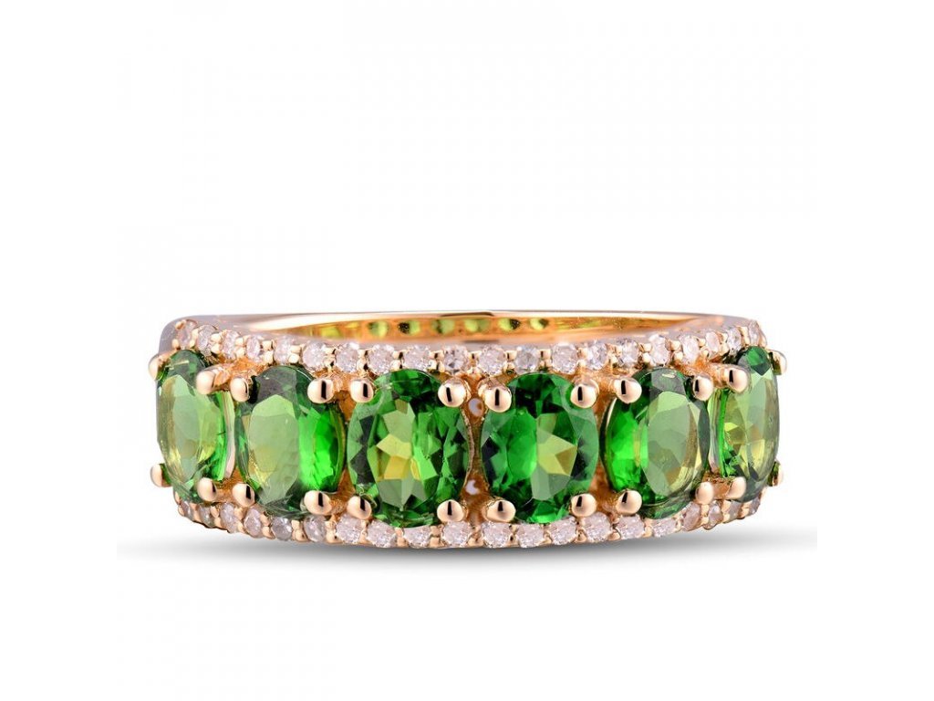 14kt Yellow Gold Diamonds 2.09ct Tsavorite Ring