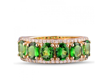 14kt Yellow Gold Diamonds 2.09ct Tsavorite Ring