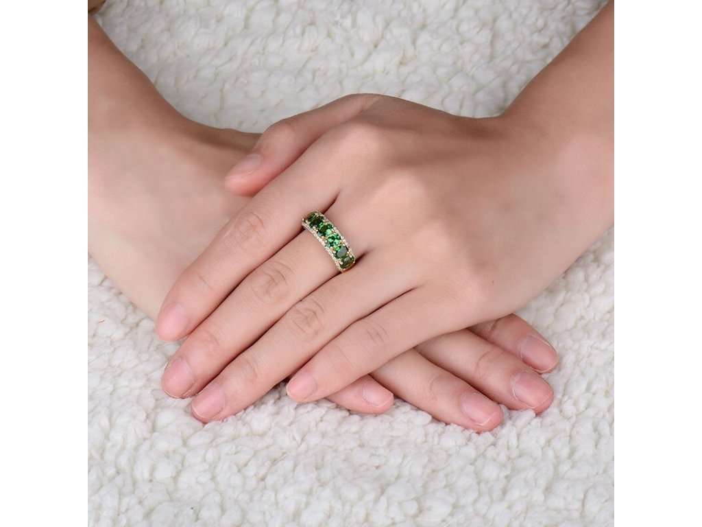 14kt Yellow Gold Diamonds 2.09ct Tsavorite Ring