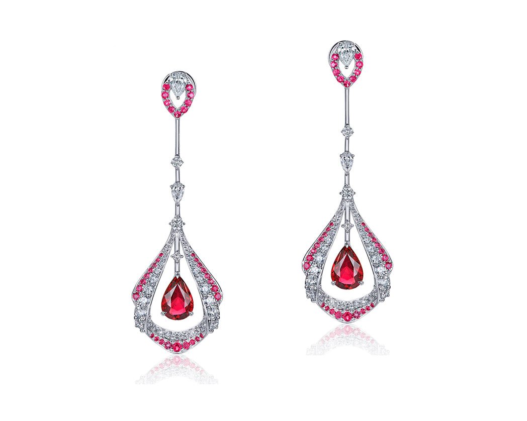 18K Gold 1.28ct Ruby Earrings with Diamonds